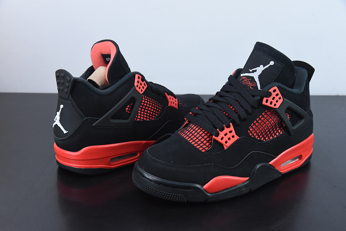 0D1FS5 AJ4 Retro "University Blue" AJ4 4 Black Red Retro Casual Sports Culture Basketball Shoes CT8527-016