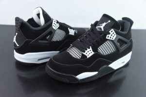 BDM19780733 Nike AJ4 Black White Retro Mid Top Basketball Shoes FQ8138-001