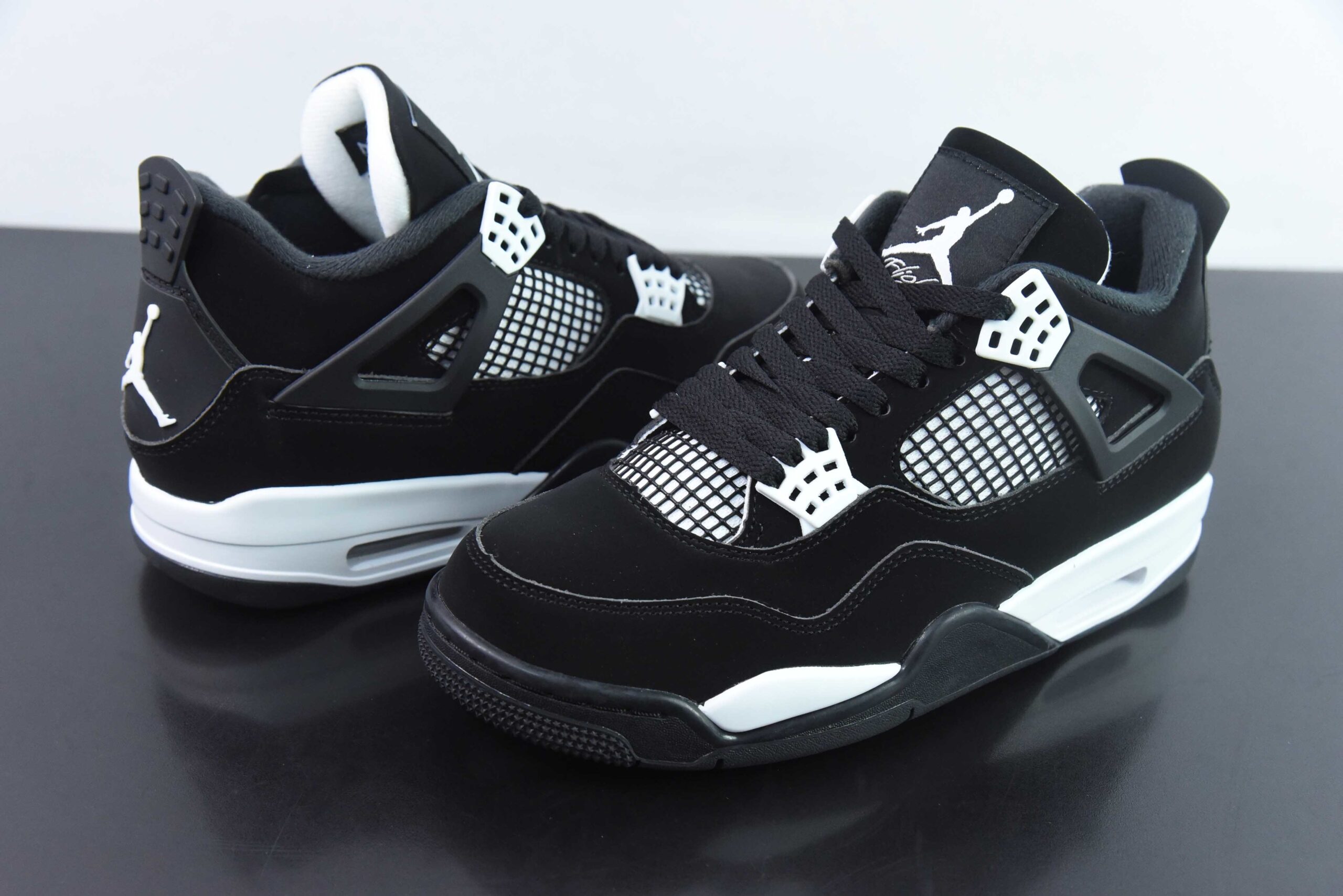 BDM19780733 Nike AJ4 Black White Retro Mid Top Basketball Shoes FQ8138-001