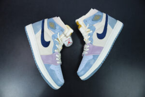 0D3D4 Nike Wmns Air Jordan 1 Zoom CMFT"Celestine Blue"Air Jordan 1 Mid Top Classic Retro Culture Casual Sports Basketball Shoes Macaron Cream Blue Pink DQ5091-041