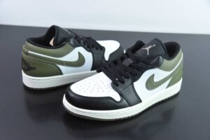 CAJO85506338 Nike Air Jordan 1 Black White Green Low Top Culture Casual Sports Skate Shoes 553558-092