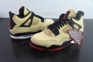KHFK30531168 Nike AJ4 Retro Cream Yellow Black Red Mid Top Basketball Shoes IH2094-200