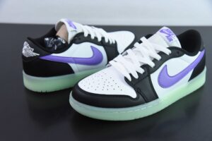 DAJS35131135 Nike Air Jordan 1 Black White Purple Air Jordan 1 Low Top Casual Skate Shoes HF0410 001