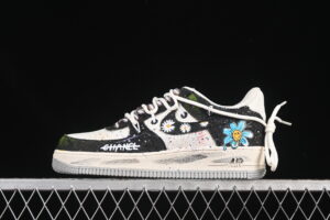 Nike Air Force 1'07 Low "Blue Daisy" Blue Air Force 1 Low Top Casual Sports Skate Shoes Graffiti Hand Painted BD7007-333