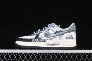 Nike Air Force 1'07 Low "Dark Gothic Graffiti" Black Air Force 1 Low Top Casual Skate Shoes Hand Painted FB0607-110