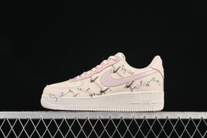 Nike Air Force 1'07 Low "Light Pink Flowers" Pink Air Force 1 Low Top Casual Sports Skate Shoes Graffiti Hand Painted FV8110-182