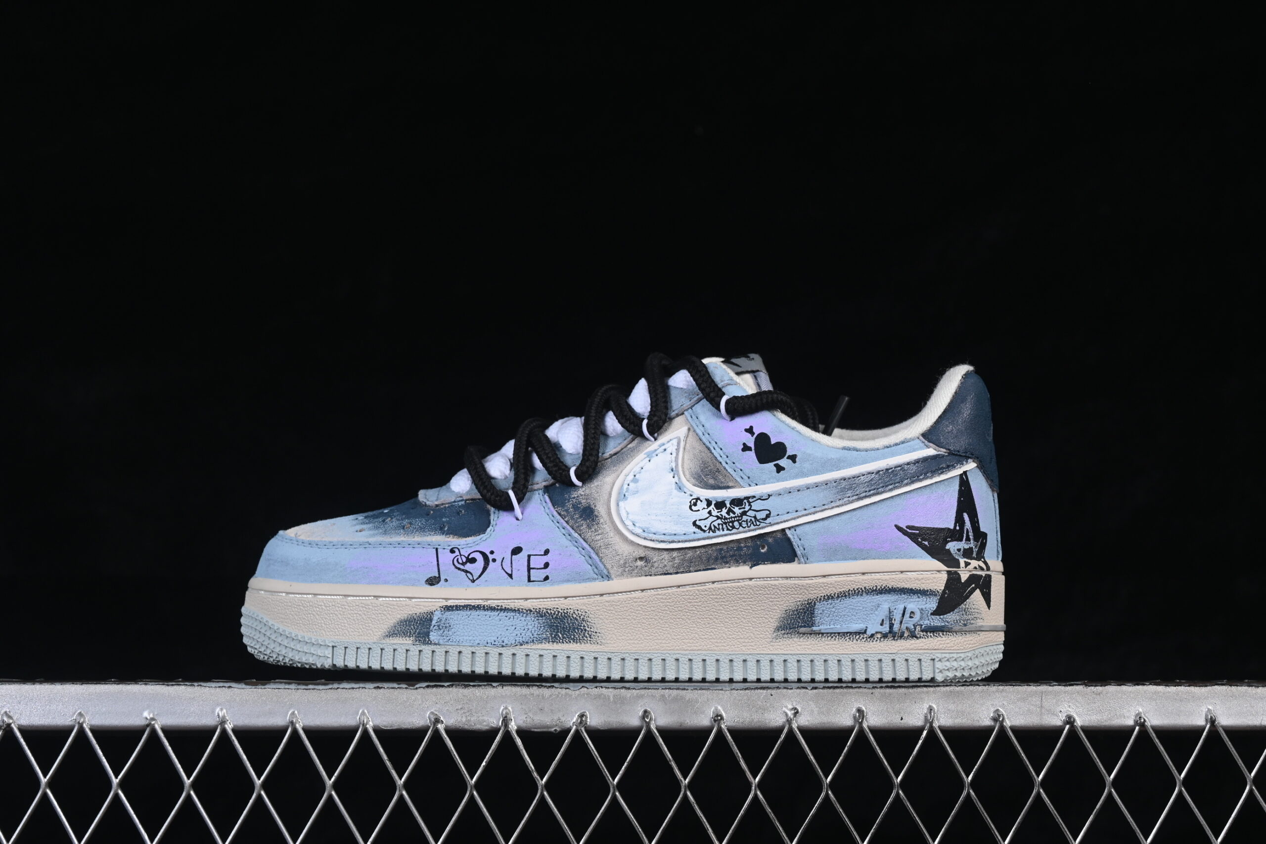 Nike Air Force 1'07 Low "Midnight Starburst" Air Force 1 Low Top Casual Skate Shoes Graffiti Hand Painted ZB2121-120