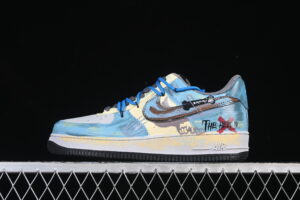 Nike Air Force 1'07 Low "Mist Blue Hero" Blue Air Force 1 Low Top Casual Skate Shoes Graffiti Hand Painted ZG0088-228