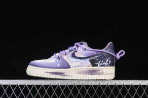 Nike Air Force 1'07 Low "Misty Purple Graffiti" Purple Air Force 1 Low Top Casual Skate Shoes Hand Painted FJ7740-190