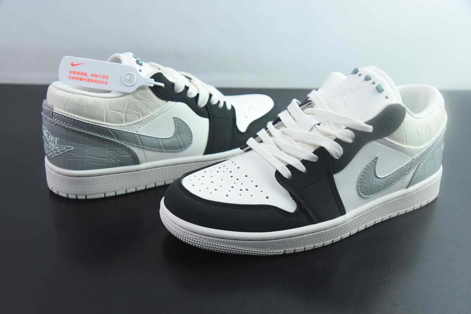 ELN15368334 Popular Air Jordan 1 Black White Grey Low Top Culture Casual Skate Shoes IO2242-101