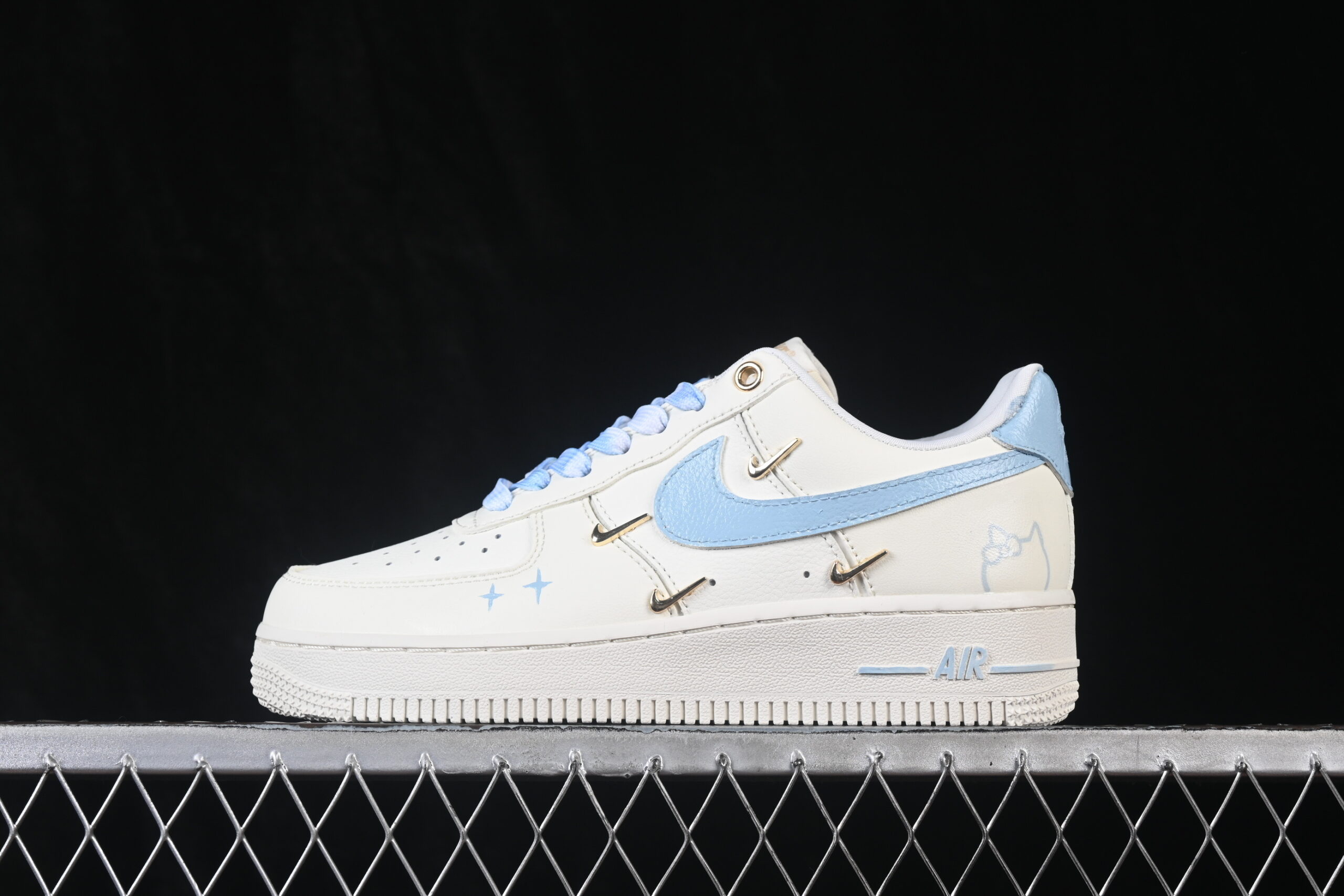 Nike Air Force 1'07 Low "Ocean Blue" Blue Air Force 1 Low Top Casual Skate Shoes Graffiti Hand Painted FV3654-311