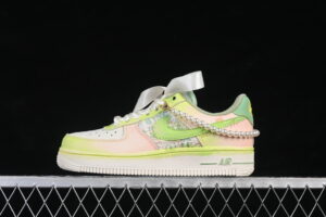 Nike Air Force 1'07 Low "Pearl & Soft Jade" Air Force 1 Low Top Casual Skate Shoes Graffiti Hand Painted FJ7740-101