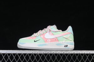 Nike Air Force 1'07 Low "Pink Cherry & Mint" Pink Air Force 1 Skate Shoes Custom Graffiti Hand Painted FB1839-818