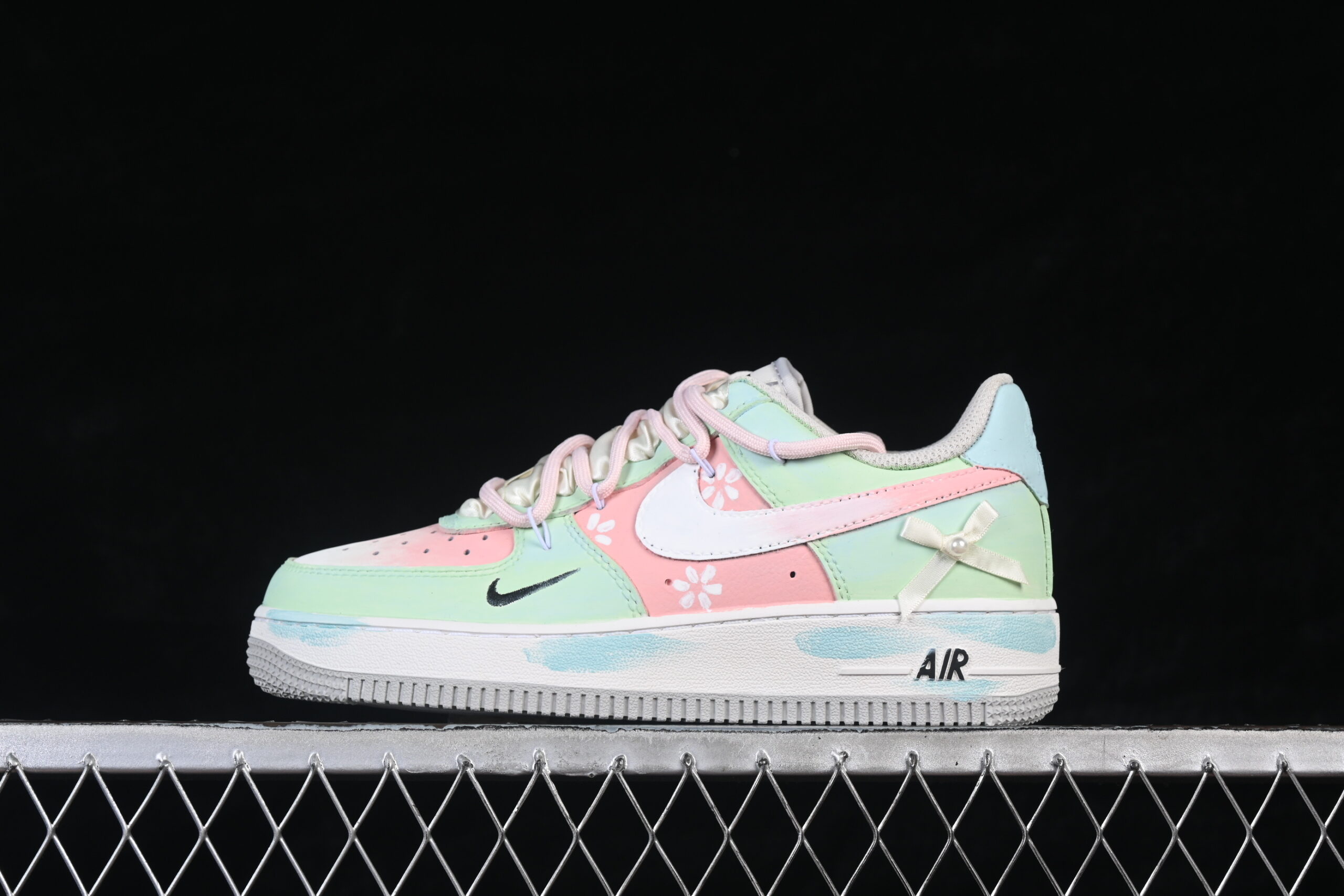 Nike Air Force 1'07 Low "Pink Cherry & Mint" Pink Air Force 1 Skate Shoes Custom Graffiti Hand Painted FB1839-818
