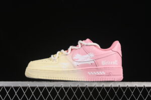 Nike Air Force 1'07 Low "Purple Butterfly" Pink Yellow Air Force 1 Low Top Casual Skate Shoes Graffiti Hand Painted QR2032-520