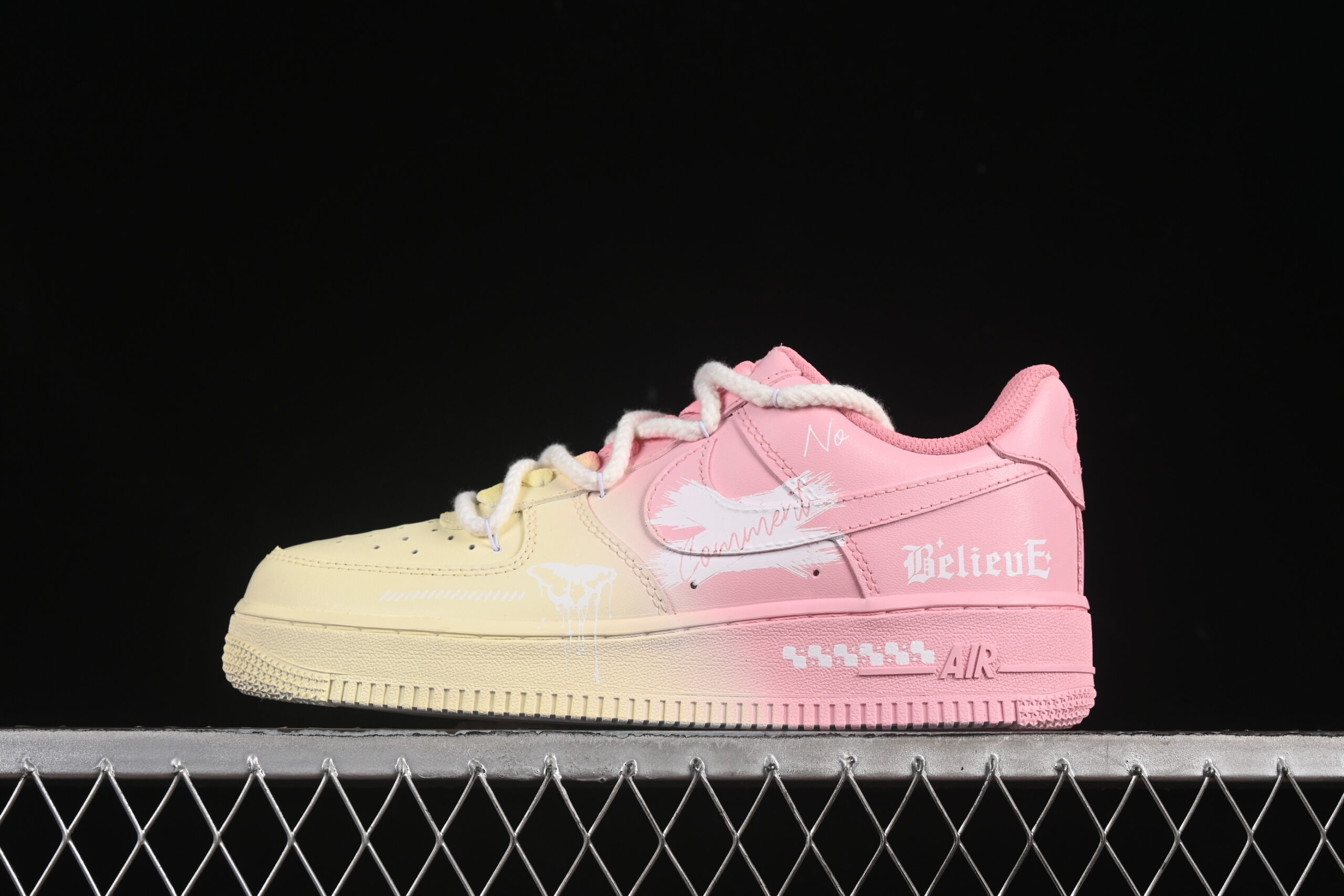 Nike Air Force 1'07 Low "Purple Butterfly" Pink Yellow Air Force 1 Low Top Casual Skate Shoes Graffiti Hand Painted QR2032-520