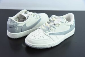 Chrome Hearts FFWG33688348 TS x Nike Air Jordan 1 Reverse Swoosh Low Top Collaboration Colorway TS Collaboration White Grey DM7866-021