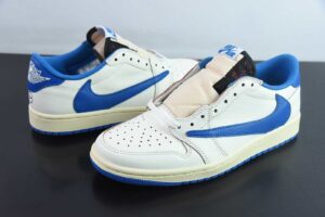 GHFV65379151 Travis Scott x Air Jordan 1 OG SP Collaboration Reverse Swoosh Low Top White Blue 2.0 DM7866-104