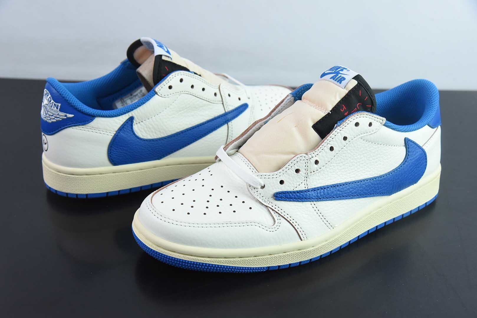 GHFV65379151 Travis Scott x Air Jordan 1 OG SP Collaboration Reverse Swoosh Low Top White Blue 2.0 DM7866-104