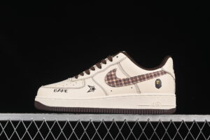 Nike Air Force 1'07 Low Bape Collaboration Cream Brown Air Force 1 Low Top Casual Skate Shoes DF0188-052