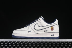 Nike Air Force 1'07 Low Bape Collaboration Cream White Blue Air Force 1 Low Top Casual Skate Shoes HH7518-066