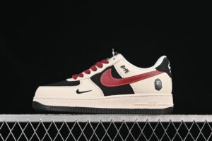 Nike Air Force 1'07 Low Bape Collaboration Cream Black Red Air Force 1 Low Top Casual Skate Shoes QW5836-007