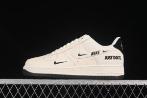 Nike Air Force 1'07 Low JustDoit Collaboration Cream Black Air Force 1 Low Top Casual Skate Shoes DF0188-054