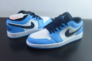 HLE23332035 Nike Air Jordan 1 OG Non Slip Wear Resistant Low Top Retro Basketball Shoes Blue 553558-404
