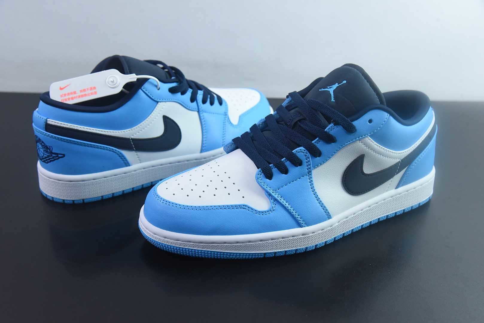 HLE23332035 Nike Air Jordan 1 OG Non Slip Wear Resistant Low Top Retro Basketball Shoes Blue 553558-404