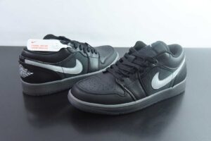 HLE23332035 Nike Air Jordan 1 OG Non Slip Wear Resistant Low Top Retro Basketball Shoes Black Grey HV5968-001