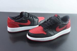 HLE23332035 Nike Air Jordan 1 OG Non Slip Wear Resistant Low Top Retro Basketball Shoes Black Red IW6276 001