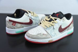 JAJR77461137 Nike Air Jordan 1 CNY Limited Low Top Cream Grey Red 553558-066