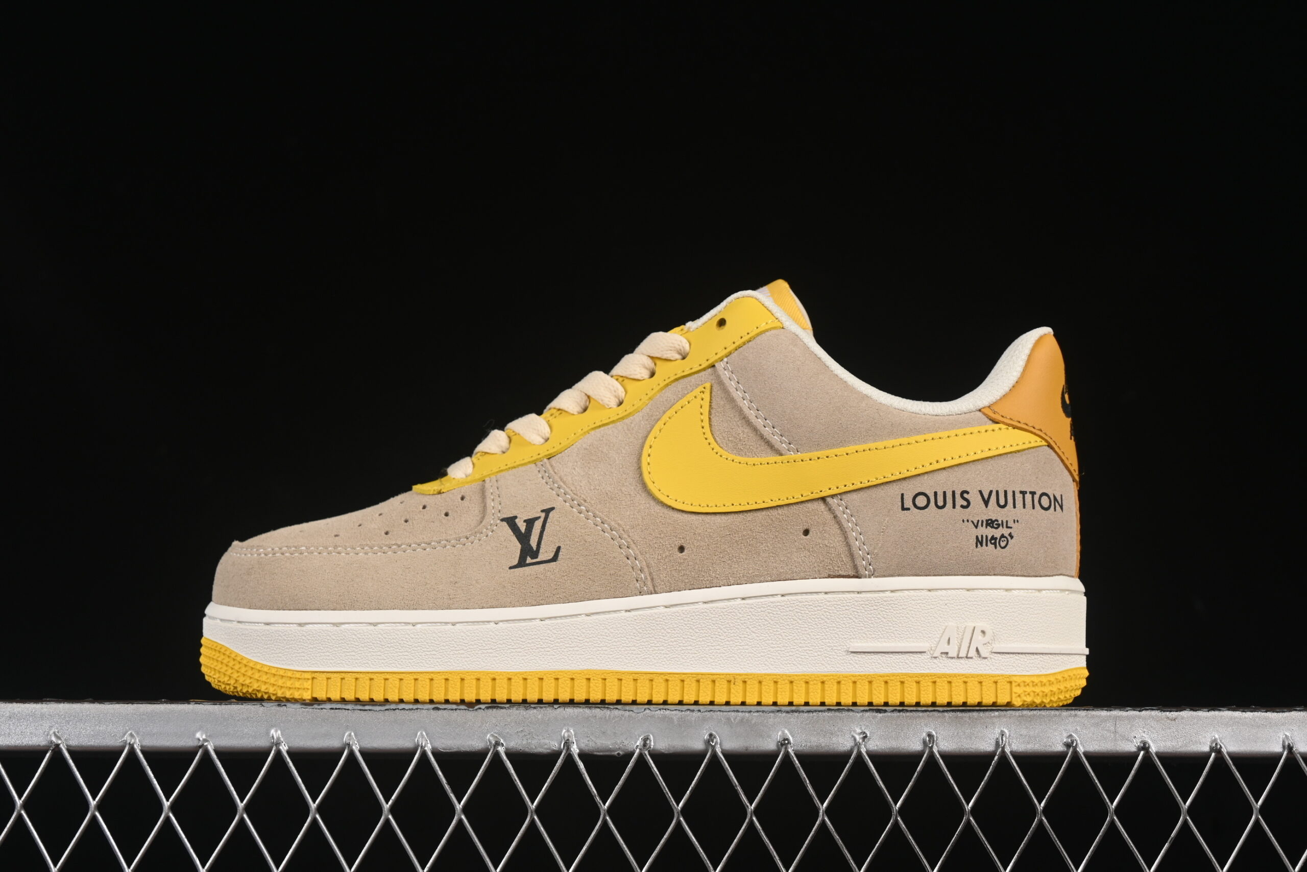 Nike Air Force 1'07 Low LV Collaboration Grey Yellow Air Force 1 Low Top Casual Skate Shoes HQ2037-322