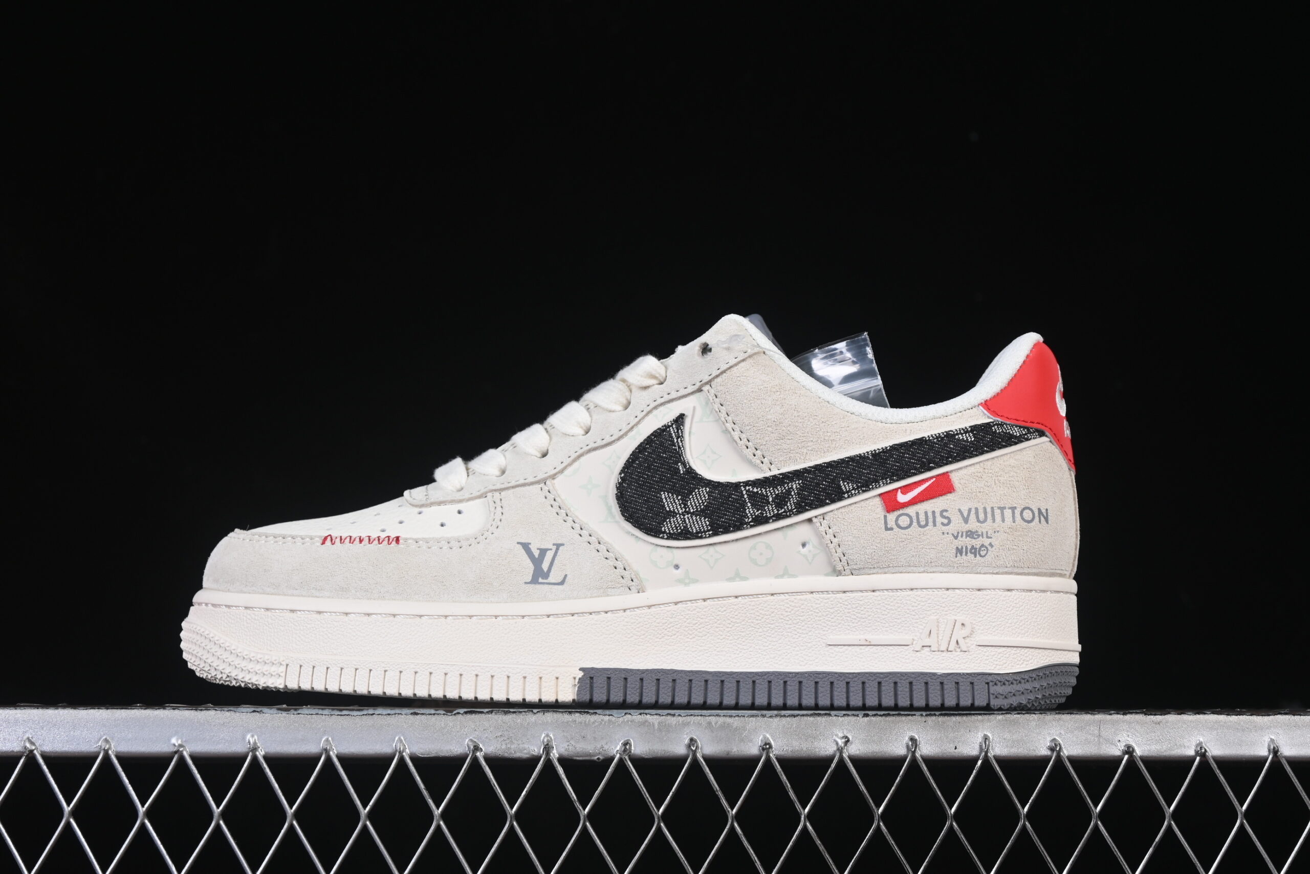 Nike Air Force 1'07 Low LV Collaboration Cream Grey Red Air Force 1 Low Top Casual Skate Shoes MZ9588-806