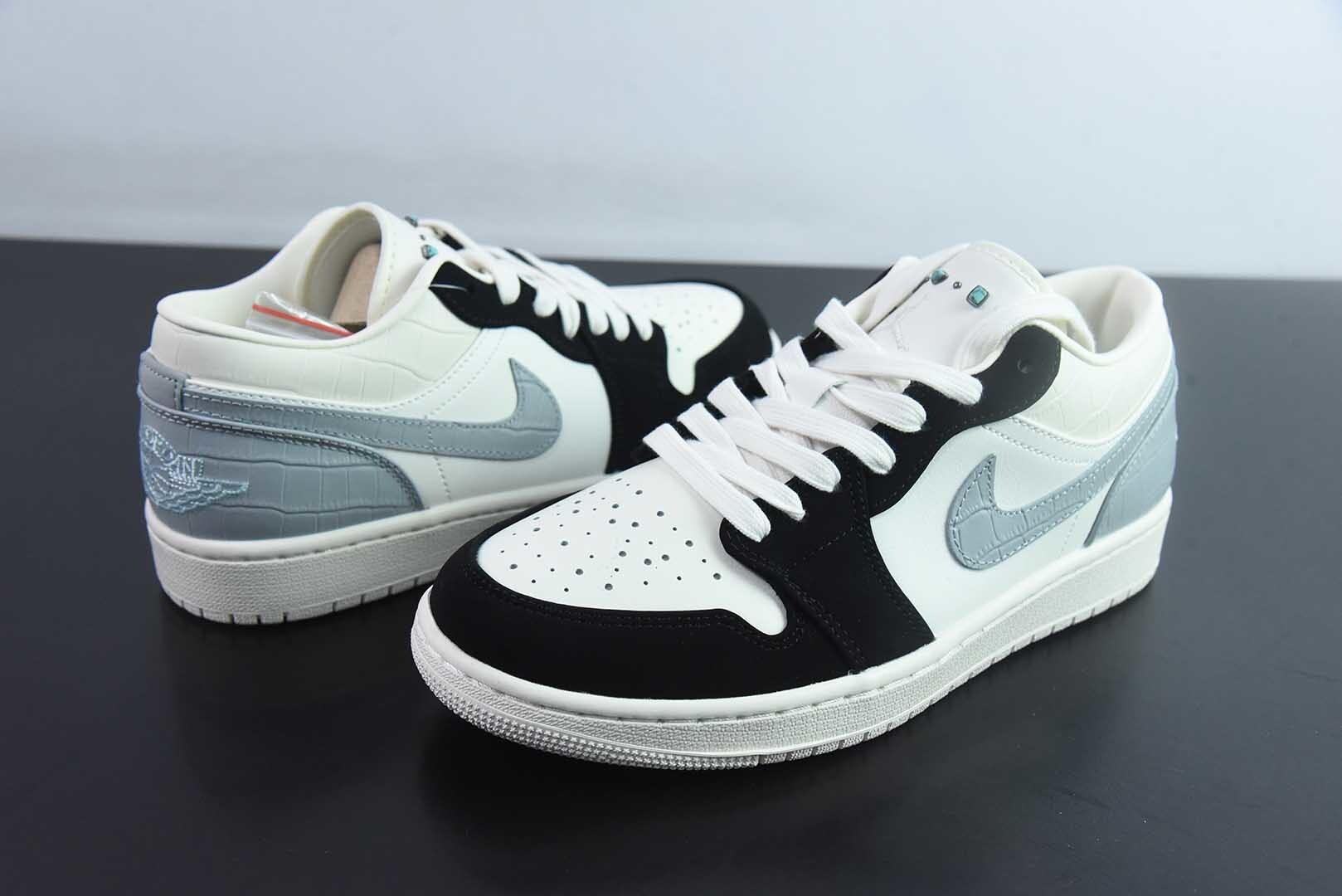 KAJU53097631 Nike Air Jordan 1 Low Top Air Jordan 1 Low Top Culture Casual Sports Basketball Shoes IO2242-101 White Grey Black