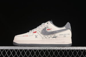 Nike Air Force 1'07 Low LV Collaboration Cream Grey Air Force 1 Low Top Casual Skate Shoes Double Swoosh YX5066-350