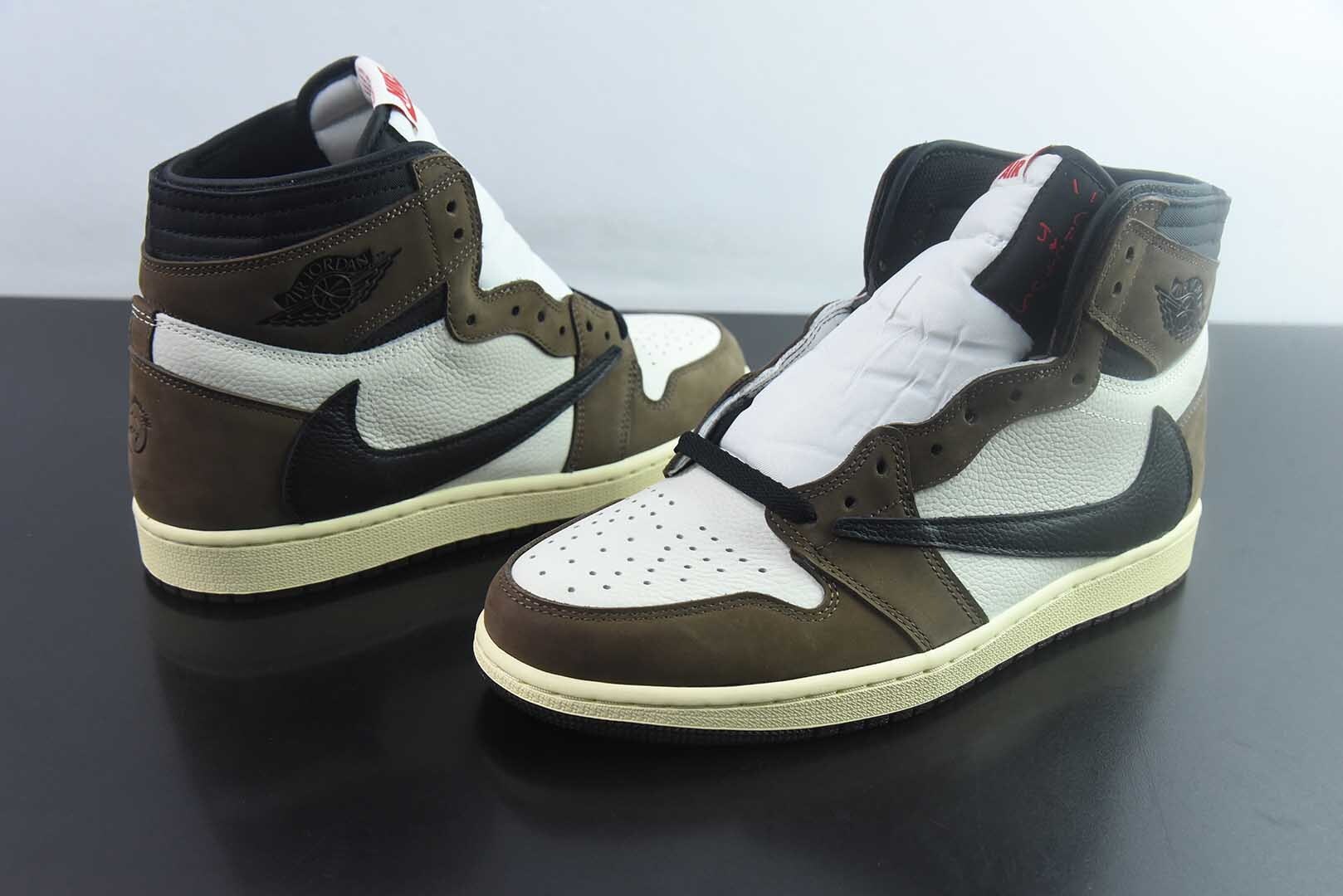 LIW25312347 Travis Scott x Air Jordan 1 High OG SP TS Collaboration Brown Reverse Swoosh High Top CD4487-100