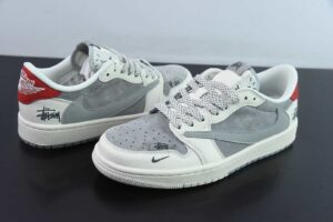 LLI95811538 Travis Scott x FDxAir Jordan 1 OG SP Collaboration Red Low Top Casual Skate Shoes SJ2068-130