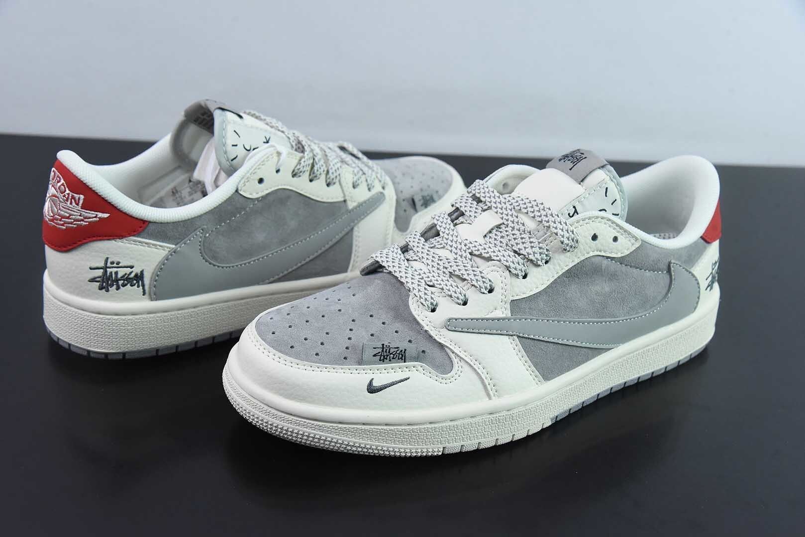 LLI95811538 Travis Scott x FDxAir Jordan 1 OG SP Collaboration Red Low Top Casual Skate Shoes SJ2068-130