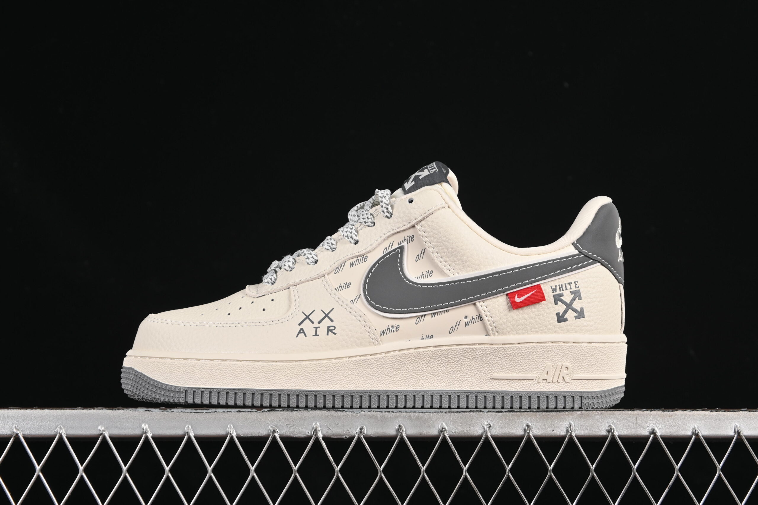Nike Air Force 1'07 Low OFF-WHITE Collaboration Cream Grey Air Force 1 Low Top Casual Skate Shoes KJ1688-004