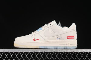 Nike Air Force 1'07 Low Supreme Collaboration Cream Blue Air Force 1 Low Top Casual Skate Shoes XX3168-179