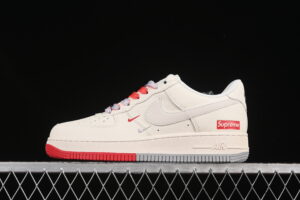 Nike Air Force 1'07 Low Supreme Collaboration Red Grey Air Force 1 Low Top Casual Skate Shoes XX3168-157