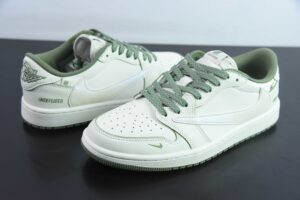 OFWH83722949 Travis Scott x FDx Air Jordan 1 OG SP Cream White Green UN Collaboration Low Top Casual Skate Shoes DM7866-017