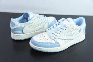OFWH83722949 Travis Scott x FDxAir Jordan 1 OG SP White Blue Sup Collaboration Low Top Casual Skate Shoes XY2688-116