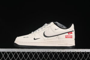 Nike Air Force 1'07 Low Supreme Collaboration White Black Air Force 1 Low Top Casual Skate Shoes Double Swoosh XS1958-545