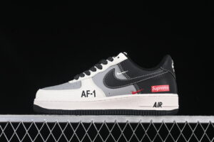 Nike Air Force 1'07 Low Supreme Collaboration Cream Grey Black Air Force 1 Low Top Casual Skate Shoes HH7518-055