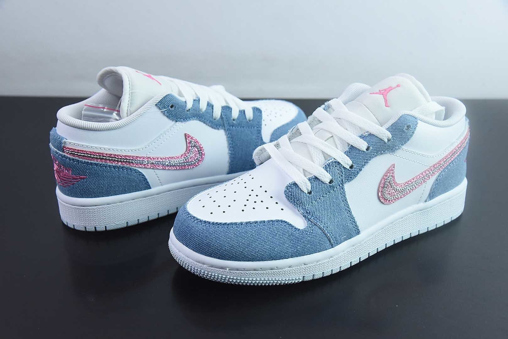 PBU31506537 VT Version Air Jordan 1 White Blue Pink Air Jordan 1 Low Top Casual Skate Shoes HQ2001 400