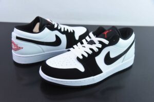 QAJB23104731 Nike Air Jordan 1 Low Top Casual Sports Basketball Shoes White Black Red HF3188-106