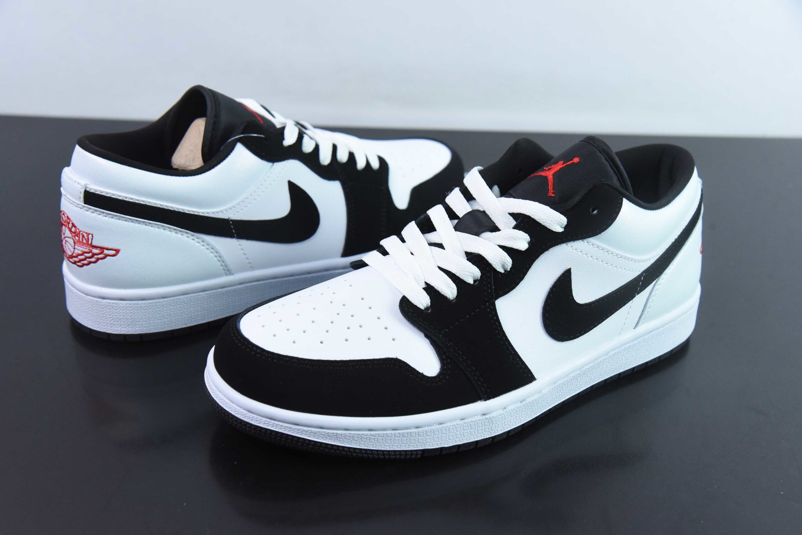 QAJB23104731 Nike Air Jordan 1 Low Top Casual Sports Basketball Shoes White Black Red HF3188-106