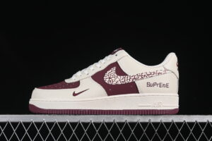 Nike Air Force 1'07 Low Supreme Collaboration Cream Red Air Force 1 Low Top Casual Skate Shoes KK1988-070